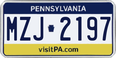 PA license plate MZJ2197