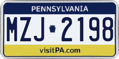 PA license plate MZJ2198