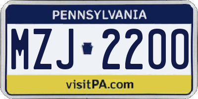 PA license plate MZJ2200