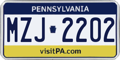 PA license plate MZJ2202