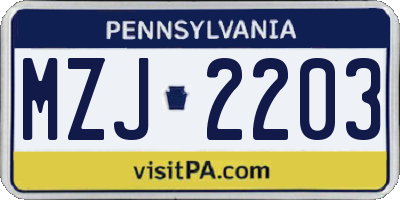 PA license plate MZJ2203