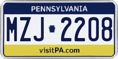 PA license plate MZJ2208