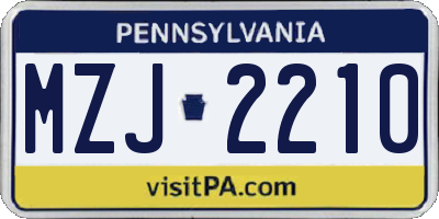 PA license plate MZJ2210