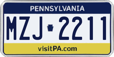 PA license plate MZJ2211