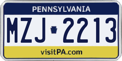 PA license plate MZJ2213