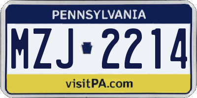 PA license plate MZJ2214