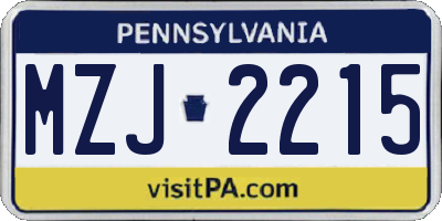 PA license plate MZJ2215