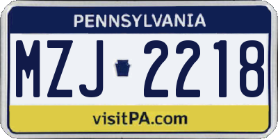 PA license plate MZJ2218