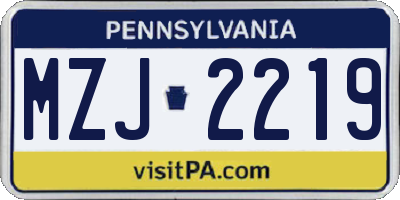 PA license plate MZJ2219
