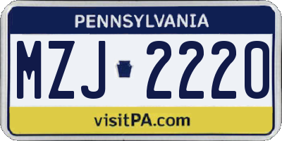 PA license plate MZJ2220