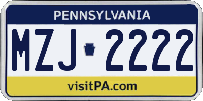 PA license plate MZJ2222