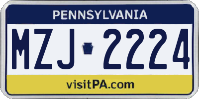 PA license plate MZJ2224