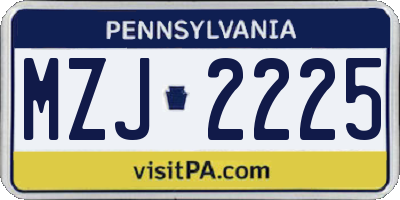 PA license plate MZJ2225