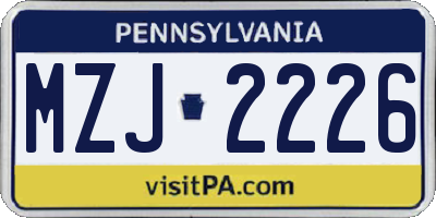 PA license plate MZJ2226