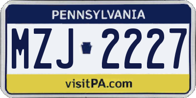 PA license plate MZJ2227