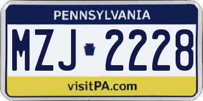PA license plate MZJ2228