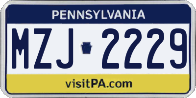 PA license plate MZJ2229