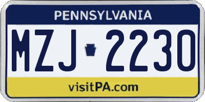 PA license plate MZJ2230