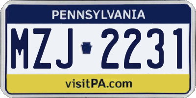 PA license plate MZJ2231