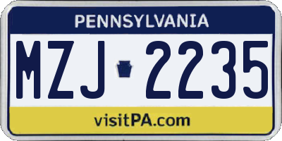 PA license plate MZJ2235