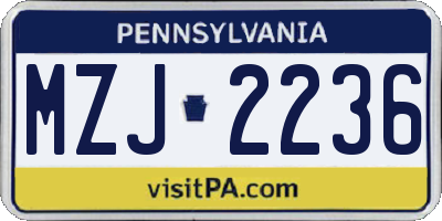 PA license plate MZJ2236