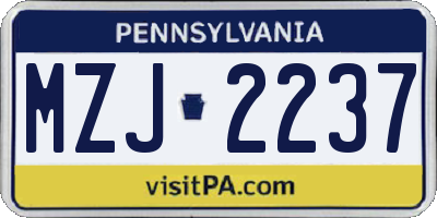 PA license plate MZJ2237