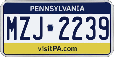PA license plate MZJ2239