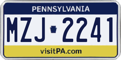 PA license plate MZJ2241