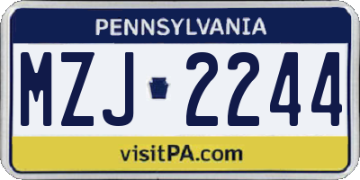 PA license plate MZJ2244
