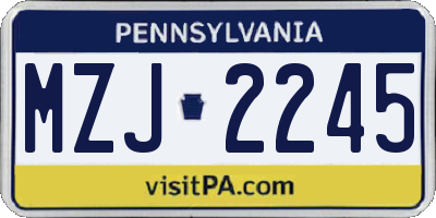 PA license plate MZJ2245