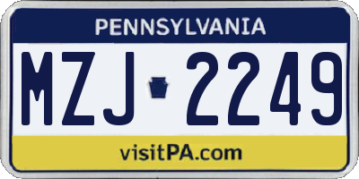 PA license plate MZJ2249