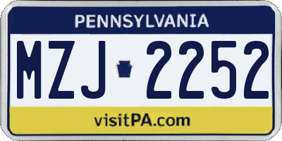 PA license plate MZJ2252