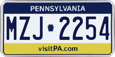 PA license plate MZJ2254