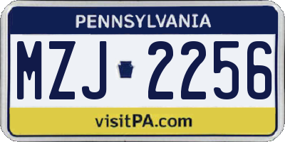 PA license plate MZJ2256