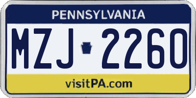 PA license plate MZJ2260