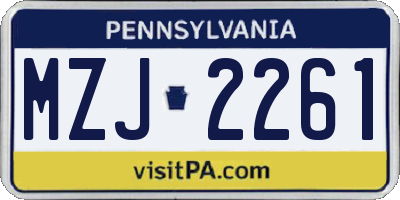 PA license plate MZJ2261