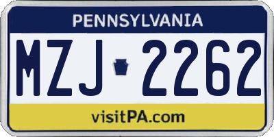 PA license plate MZJ2262