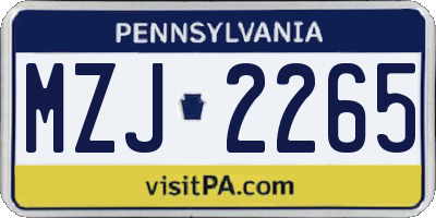PA license plate MZJ2265