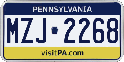 PA license plate MZJ2268