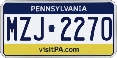 PA license plate MZJ2270