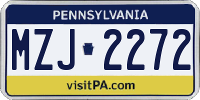 PA license plate MZJ2272