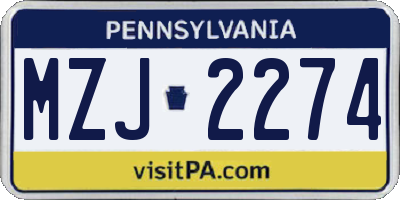 PA license plate MZJ2274