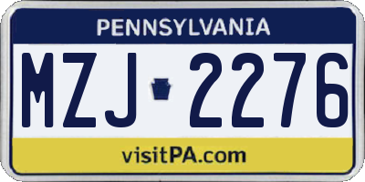 PA license plate MZJ2276