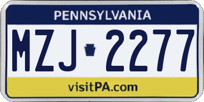 PA license plate MZJ2277