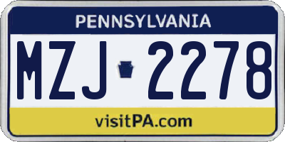 PA license plate MZJ2278