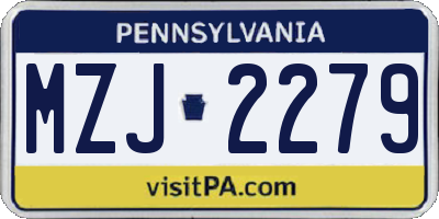 PA license plate MZJ2279