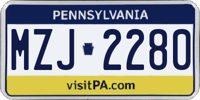 PA license plate MZJ2280