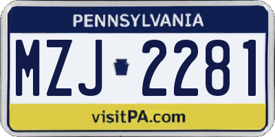 PA license plate MZJ2281