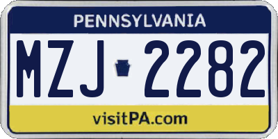 PA license plate MZJ2282