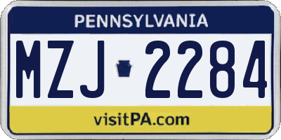 PA license plate MZJ2284